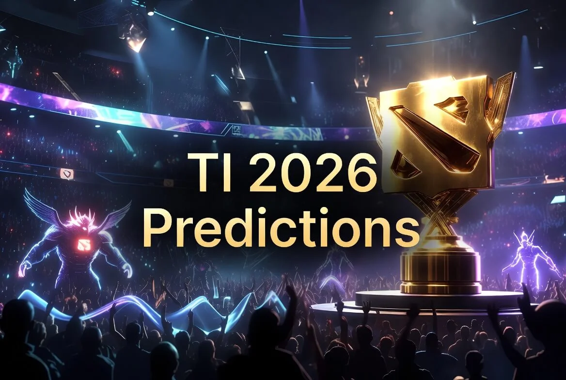 Tela de análise de palpites do The International 2026